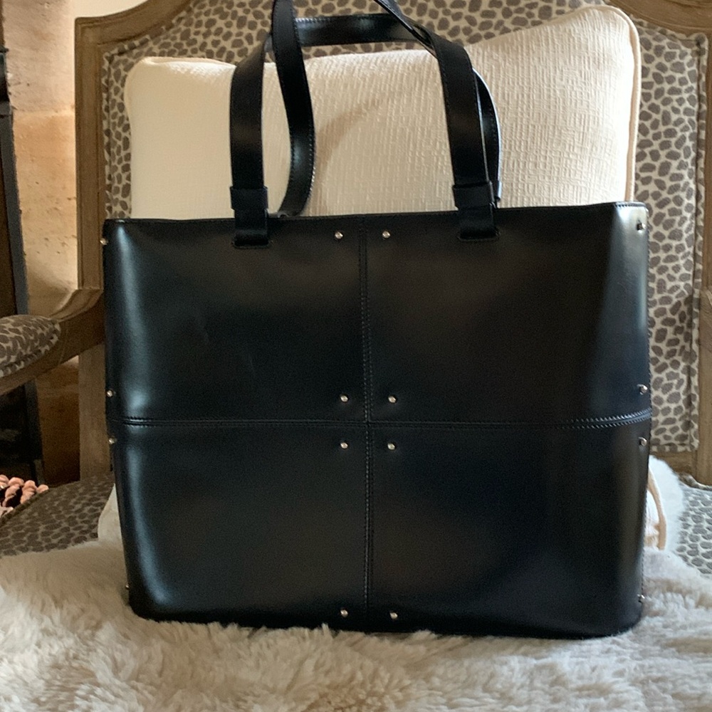 Tod’s Navy Patent Leather Handbag with Studs